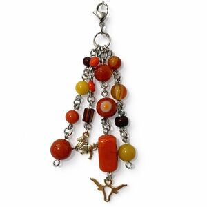 Western Cowgirl Horse Longhorn Beaded Charm - Keychain Bag Charm Zipper Pull